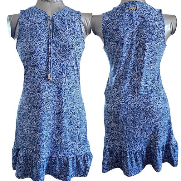 Michael Kors Sleeveless Ruffle Hem Dress NWT Size XS Grecian Blue - Picture 2 of 7
